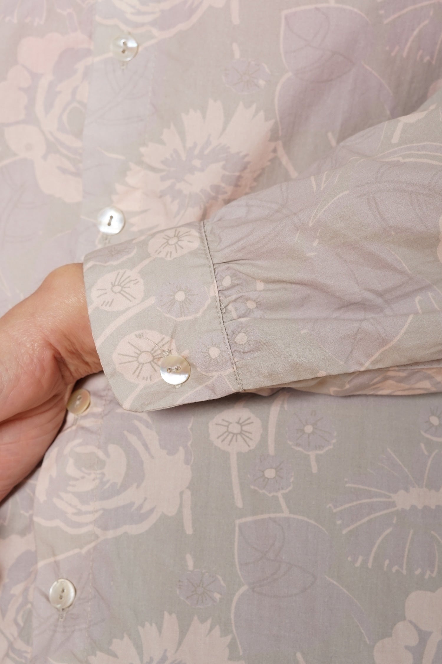 button thru shirt cotton poplin rose print
