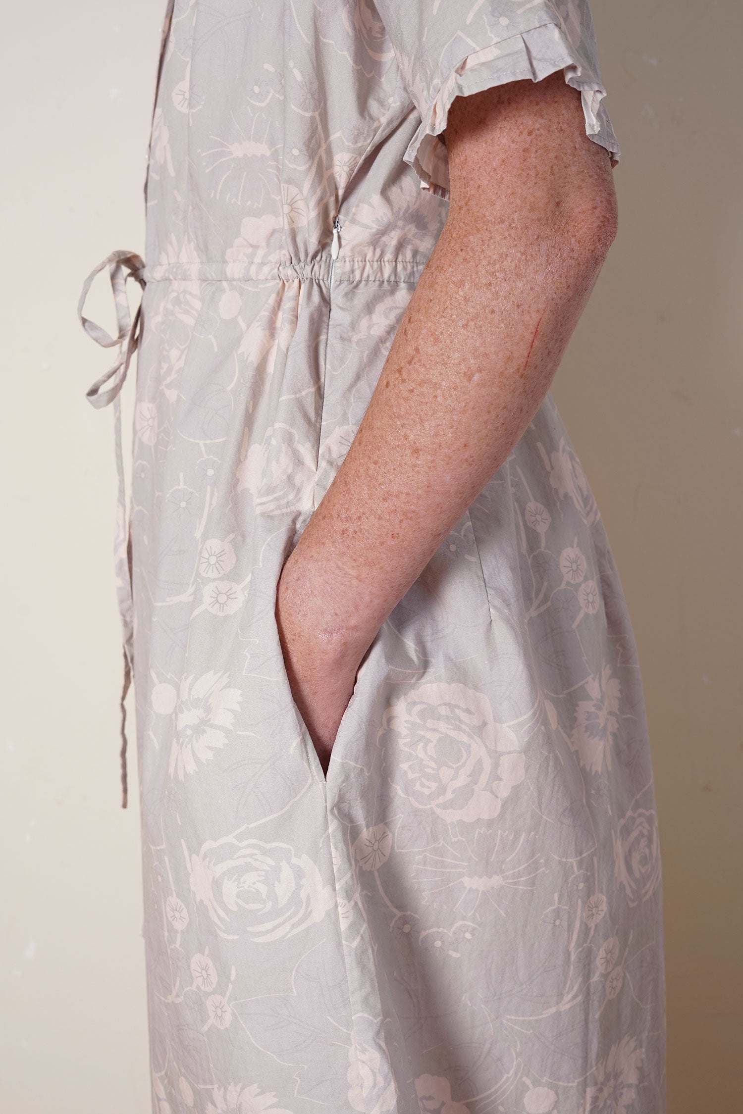 uniform dress rose print cotton poplin