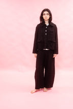 tailored line pants black wool stripe