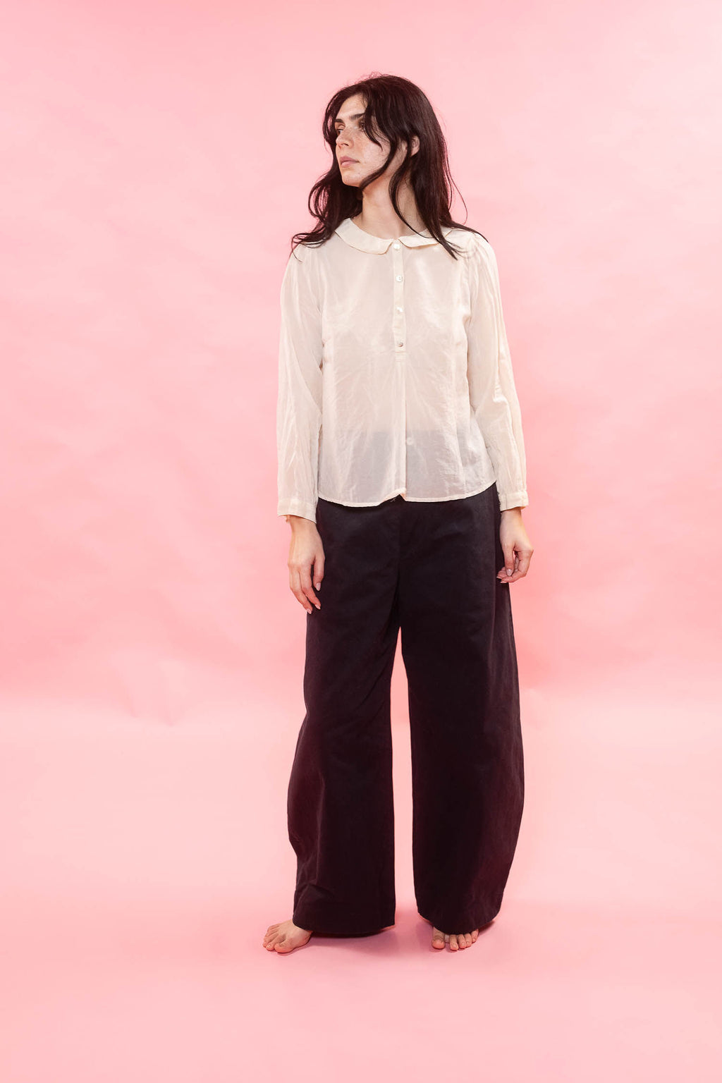 tailored wide leg pants italian cotton twill