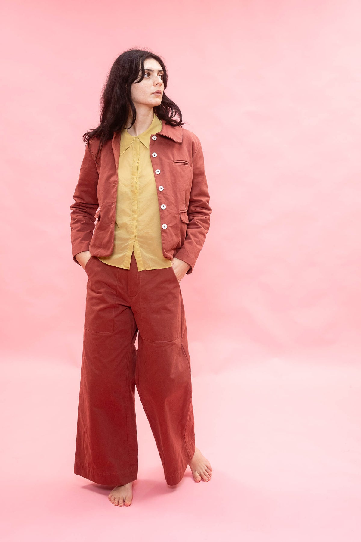 flare pants italian cotton twill