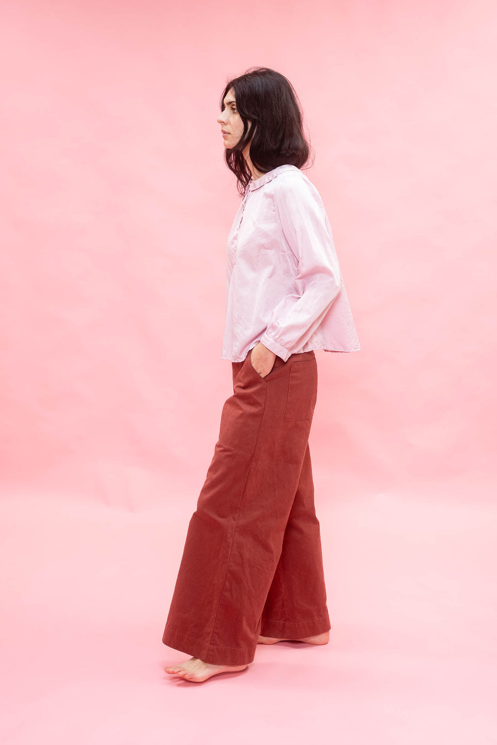 flare pants italian cotton twill