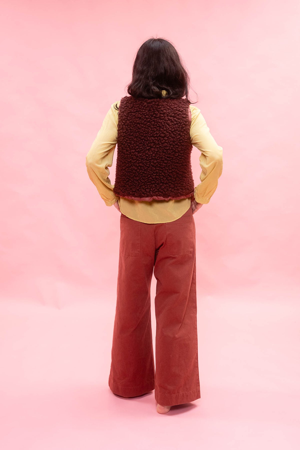 wrap tie vest big fluffy