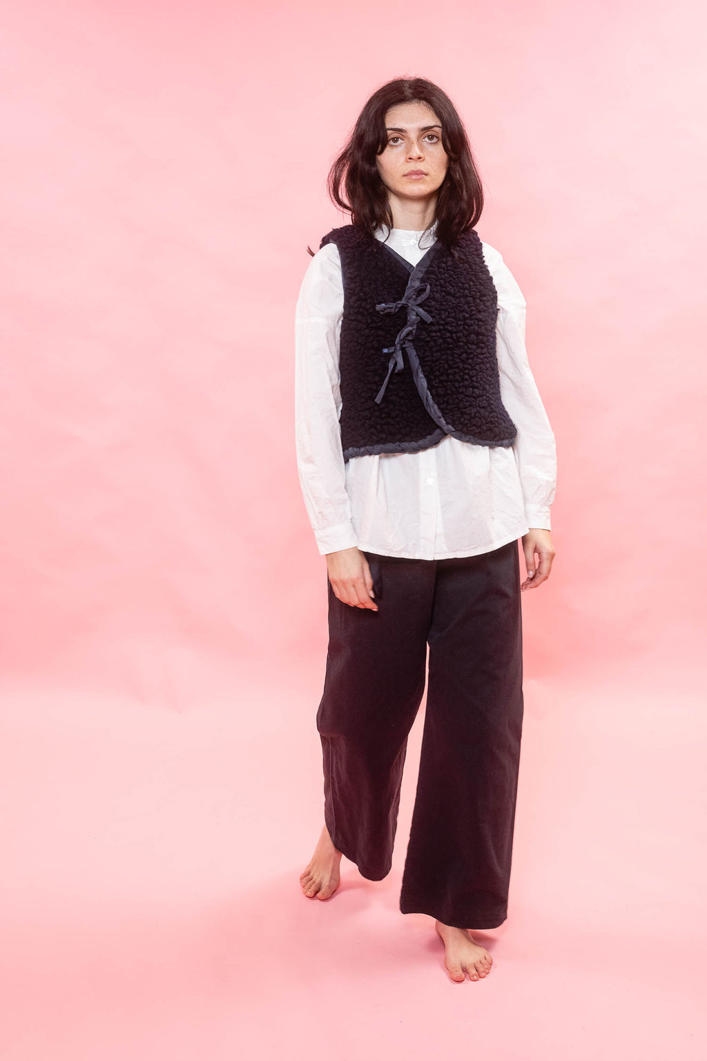 wrap tie vest big fluffy