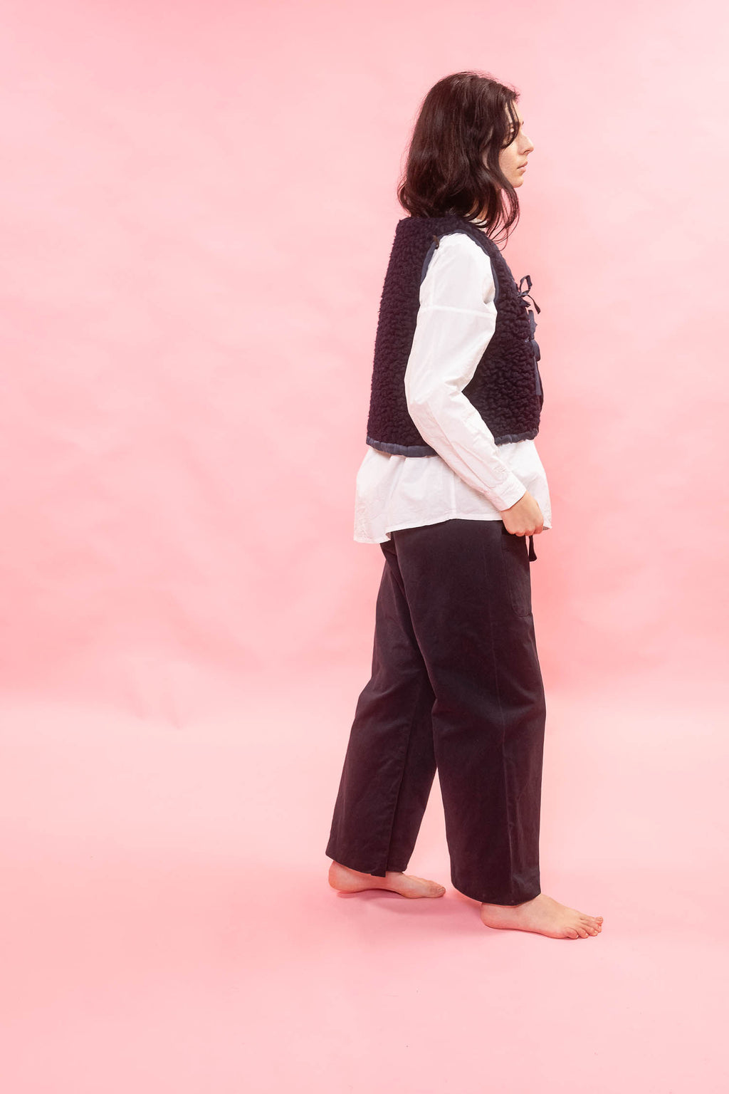 wrap tie vest big fluffy