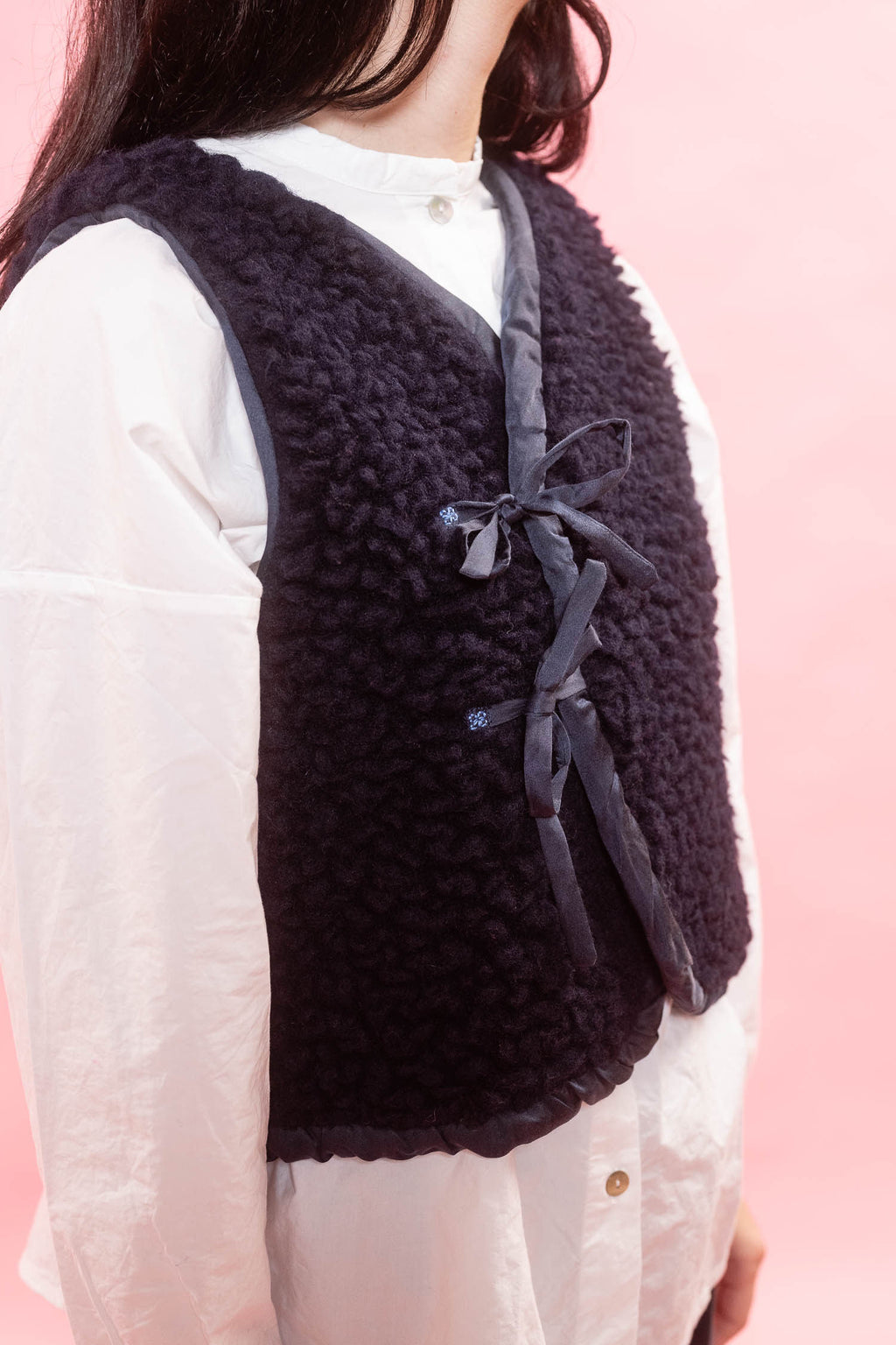 wrap tie vest big fluffy