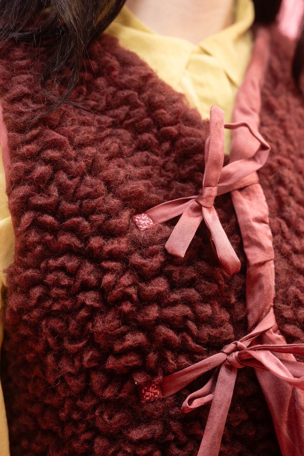 wrap tie vest big fluffy